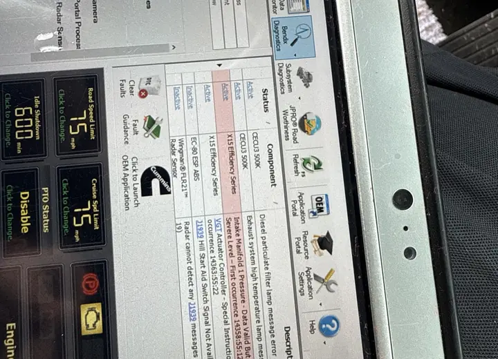 OEM-level heavy-duty truck diagnostic software in use
